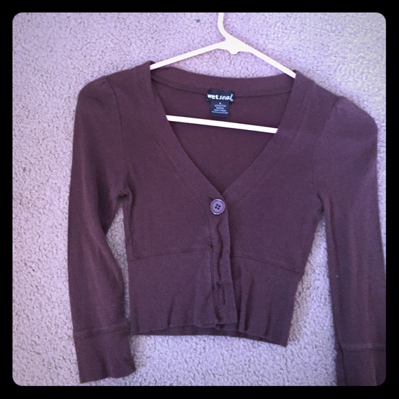 Cropped brown button up cardigan