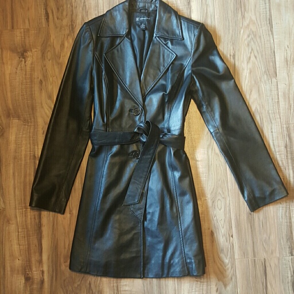 Leather trench coat
