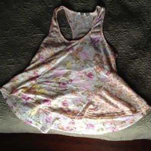 Floral, see-through, racer back tank