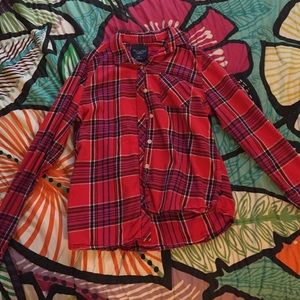 American eagle red striped button down