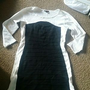 Guess bodycon dress black white large