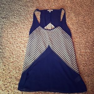 Navy black and white striped tank top size S