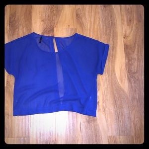 Sheer royal blue open back top