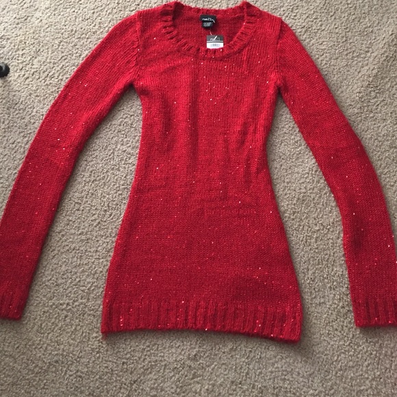 Red sweater with sequins