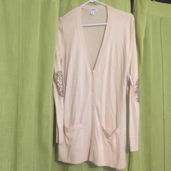 Cream oversized cardigan with sparkle elbows