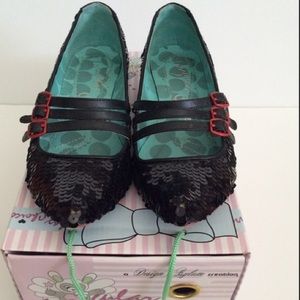 Irregular choice black sequin flat