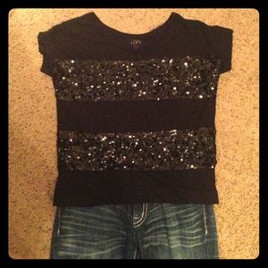 Black Sequin Top--great condition!!