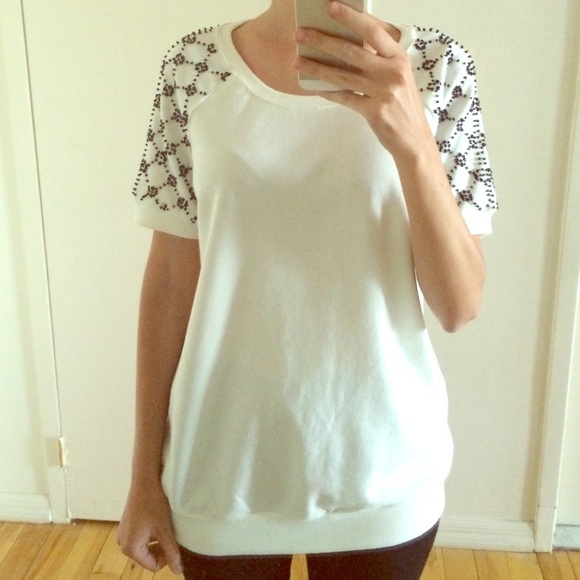 Hype Cream and Black Embellished Top