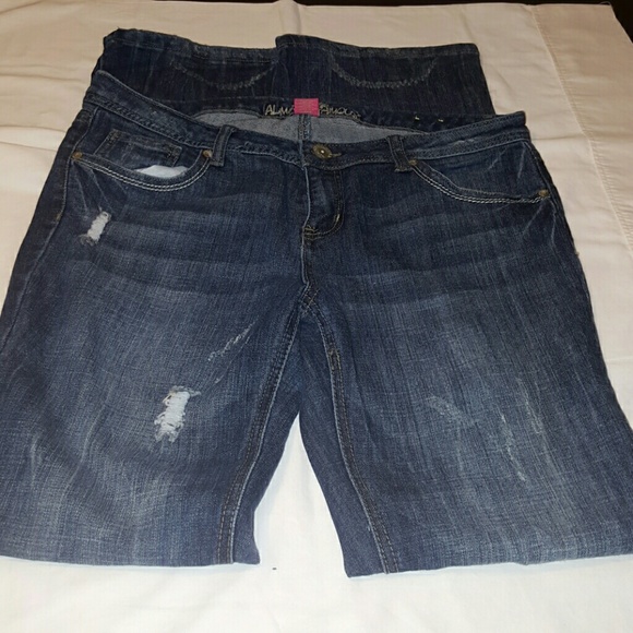 Distressed  blue jeans