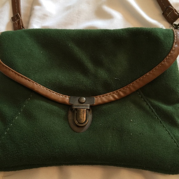 Small forest green material purse