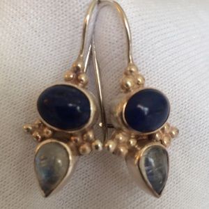 sterling silver lapis & moonstone earrings.