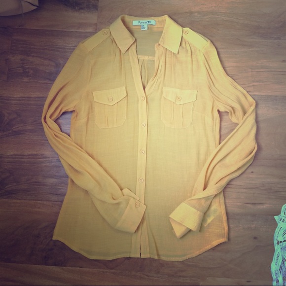 Forever21 yellow button down