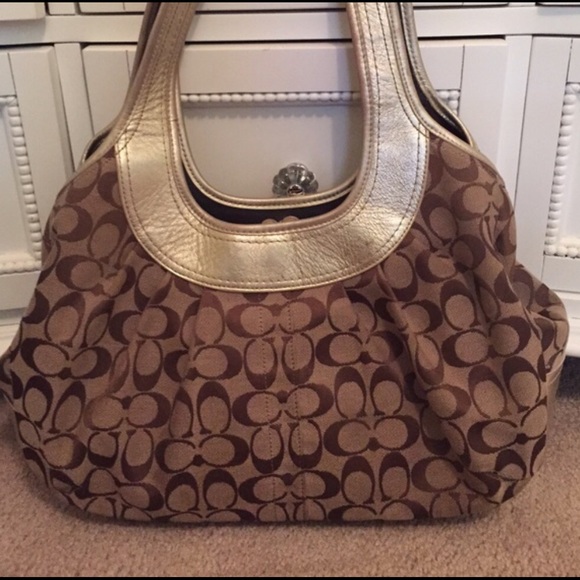 Beautiful Coach Tan and Gold bag - great condition