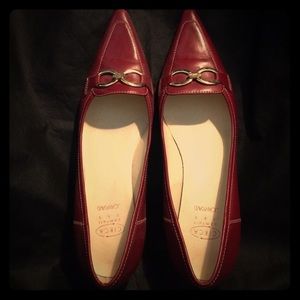 Dark red leather 2 inch pump/ dress shoes