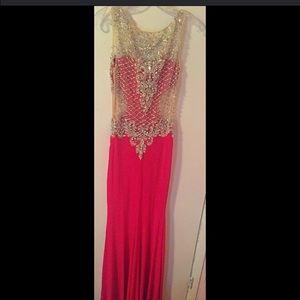 red sequence prom dress