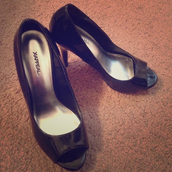 Black peep toe heels