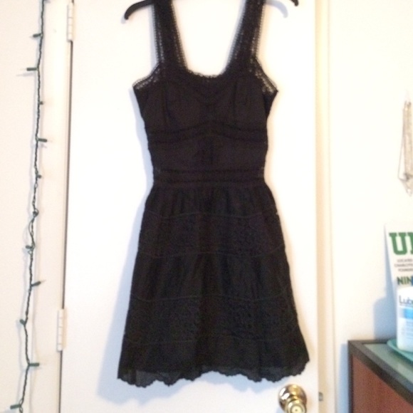 Black Crochet A-line Dress