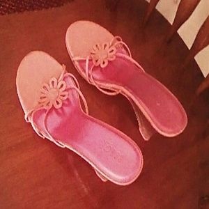 Pink sandal slip ons