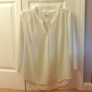 Liz Claiborne silver polka dot blouse