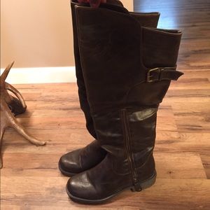 Brown leather riding boots