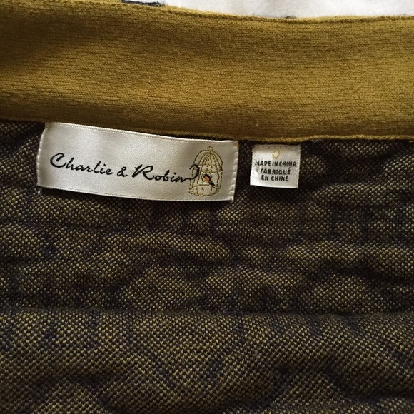 SOLD***Anthropologie navy and mustard yellow skirt - Picture 3 of 4