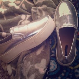 Silver platform sneakers
