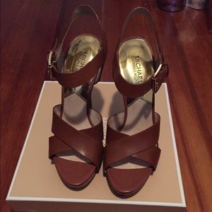 Tan Michael Kors Ankle Strap Sandal Heels