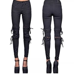 Lip Service Stitched Skinny Jeans Goth Punk