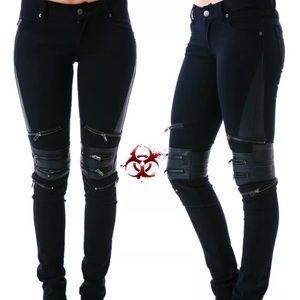 Tripp NYC Zipper Leather Skinny Jeans