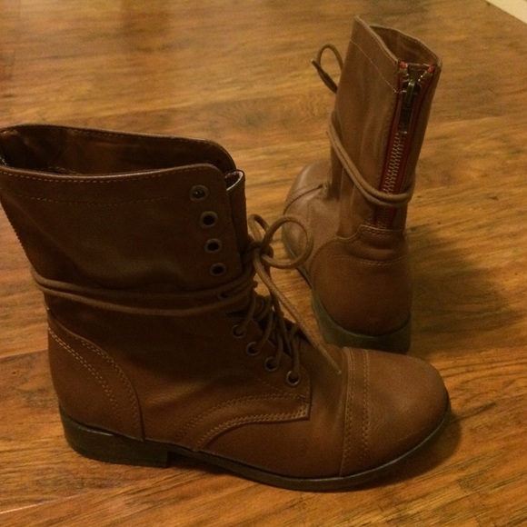 Brown combat boots