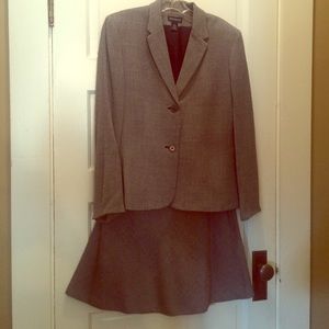 Navy herringbone Ann Taylor skirt suit