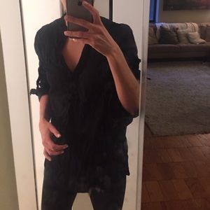 Button up low vneck top