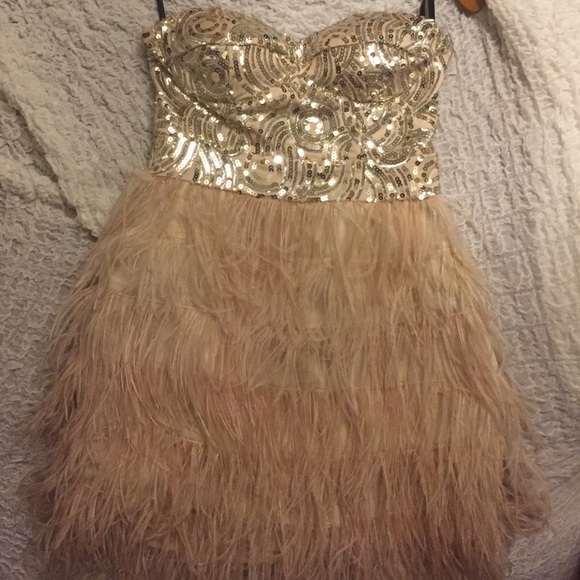 Bebe Sequin feather dress