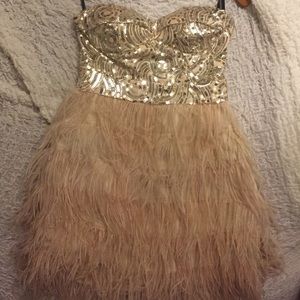 Bebe Sequin feather dress