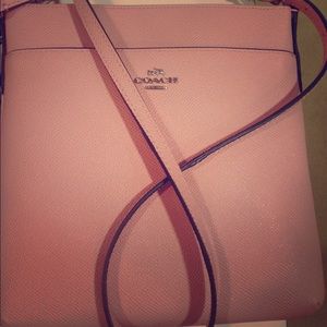 Blush cross body saffiano leather