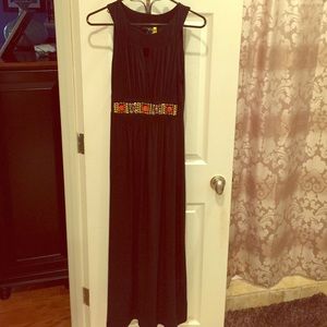 Beautiful black maxi dress with Jewels in middle