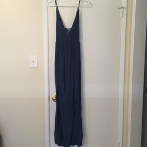 Teal maxi dress open back