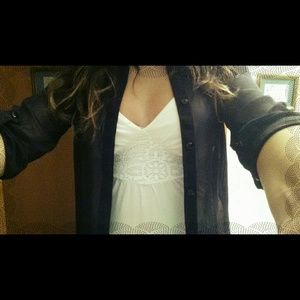 Black Sheer Button-Up Shirt