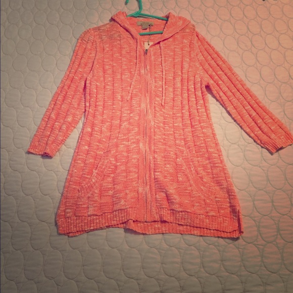 💖Coral lightweight zip up hoodie sweater💖