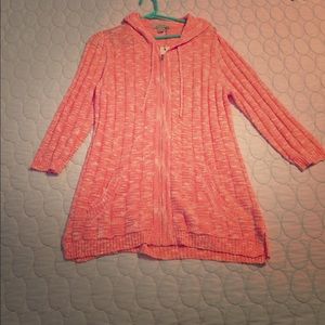 💖Coral lightweight zip up hoodie sweater💖