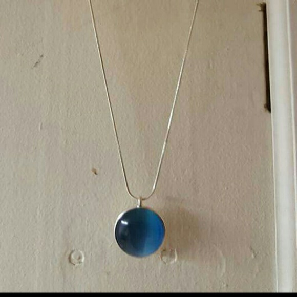Teal half sphere necklace