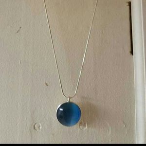 Teal half sphere necklace