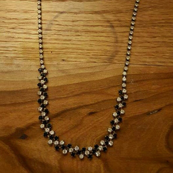 Black and "clear" false diamond necklace & earring