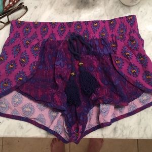Purple shorts with fun designs!