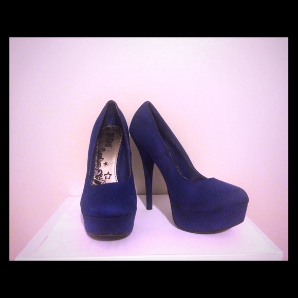 Royal blue 4 inch platform heels
