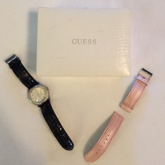 Black guess watch with diamond embellishments