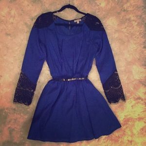 Royal blue, long sleeve dress.