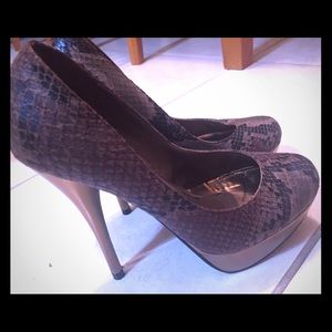 Bronze and Brown Snakeskin Stiletto Pumps Sz 7
