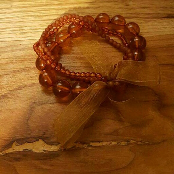 Brown beads groups of 3 braceletd