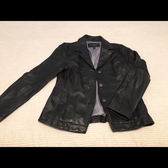 Silver brand leather jacket